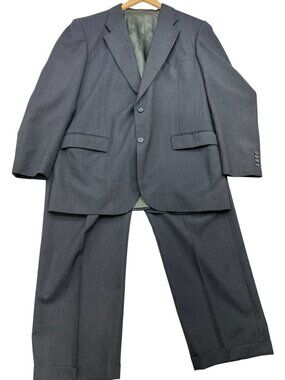 Austin Leeds Mens Wool 2-Piece Suit 2 Button Blazer Sz 43L W37 Pants Sz 37L Gray